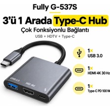 Antenci Fully 3in1 Type-C To Usb+Hdtv+Type-C  4K 30HZ Çok Fonksiyonlu Hub