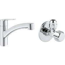 Defne Store Start Spiralli Eviye Bataryası Krom + 2 Adet 55 mm Ara Musluk Seti