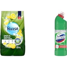 Defne Store Toz Çamaşır Deterjanı Limon ve Karbonat Renkliler ve Beyazlar Için 8 Kg(1) Domestos Yoğun Kıvamlı Çamaşır Suyu Maksimum Hijyen Dağ Esintisi, 750 Ml(2)