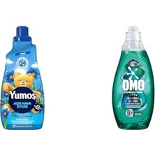 Defne Store Açık Hava Mavi Gelincik 1440 ml + Omo Express Fresh Kötü Koku Karşıtı 1480 ml Deterjan ve Yumuşatıcı Seti