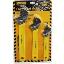 Defne Store Anahtar, ® 3'lü Kurbağacık Seti – Ayarlı Ingiliz Anahtarı Takımı (8''-200 mm | 10''-250 mm | 12''-300 Mm) – Paslanmaz Çelik, Ergonomik Kauçuk Saplı, Dayanıklı Uzun Ömürlü
