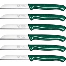 Defne Store Solingen 6'lı Tırtıklı Meyve Bıçağı Seti, Paslanmaz Çelik, Ergonomik Kaymaz Sap, Ultra Keskin, Meyve ve Sebze Için, 18 cm (Yeşil)
