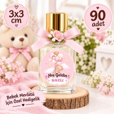 Rozika Studio Hoşgeldin Bebek Kişiye Özel Isimli Hediyelik Etiket 3x3 cm 90 Adet (ŞİŞE DAHİL DEĞİLDİR ! )