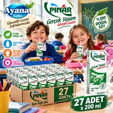 Pınar Tam Yağlı Süt 200 ml x 27 Adet