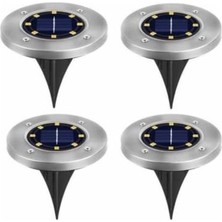 Defne Store 8 Led’li Gömme Solar Güneş Enerjili Zemin Yol Bahçe Aydınlatma Spot Lambası Su Geçirmez Sarı Işık, 4 Adet