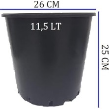 Defne Store Üretim Saksısı 3 Adet 26X25 cm 11,5 L Plastik Saksı Siyah Üretim Saksı Bitki Saksısı