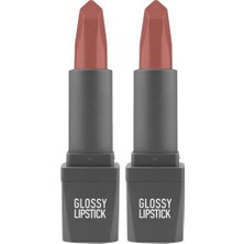 Defne Store Ruj, Uzun Süre Kalıcı Yoğun Renk Veren Nemlendirici Parlak, Glossy Lipstick 305 Rose Apricot (2 Paketi)