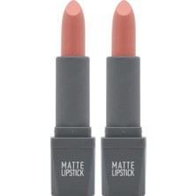 Defne Store Mat Ruj, Yoğun Renk Veren Uzun Süre Kalıcı Nemlendirici Kadifemsi, Matte Lipstick 401 Soft Pink (2 Paketi)