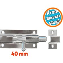 Defne Store Metal Kapı Sürgüsü Küçük Krom Mavzer Sürgü Sürgülü Kilit 25X40 mm Kapı Pencere Emniyet Kilidi