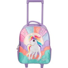 Defne Store 12615 Ylvi Yanıp Sönen LED Tekerlekli Araba, Teleskopik Saplı Çocuk Bavulu, Yaklaşık 38 x 30 x 16 cm