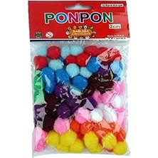 Defne Store Ponpon 2 cm 10 Renk Karışık 70'li Paket