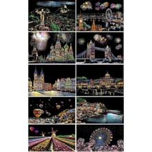 Mey İthalat Sihirli Gökkuşağı Kazıma Kağıdı A4 10 Yaprak 1 Paket A-4 20X30 cm Siyah Sihirli Kağıt Rainbow Paper