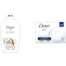 Defne Store Nemlendirici Sıvı Sabun Hindistan Cevizi Yağı ve Badem Sütü Özlü (500 Ml)(1) Beauty Cream Bar Katı Güzellik Sabunu Original Nemlendirici Etkili, (4 x 90 G)(1)