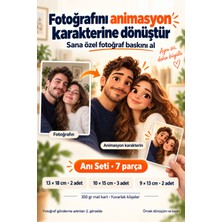 Graphy Kişiye Özel Fotoğraftan Animasyon Karakteri Anı Seti 7 Parça 350 gr Mat Kart