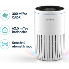 Bosch Hava Temizleyici, 300 M³/sa Cadr ile Güçlü Temiz Hava Dağıtımı, 62,5 M²’ye Kadar Oda Kapasitesi ve Algılanan Hava Koşullarına Göre Sensörlü Otomatik Çalışma Modu, Air 4000