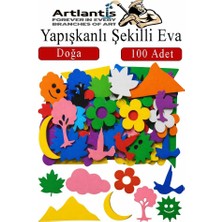 Defne Store Şekilli Eva Yapışkanlı Doğa 100'LÜ 1 Paket Kendinden Yapışkanlı Eva Sticker Okul Öncesi Kreş Ana Sınıfı