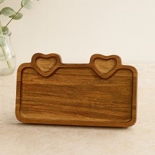 Urfakent Akasya Ahşap Servis Tepsisi 25X14 cm (Kulplu, Kalp Bölmeli)