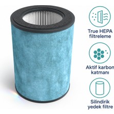 Shark Hava Temizleyici Yedek Filtresi, Ince Parçacıklar Için True Hepa Filtreleme, Koku Bileşenlerine Yönelik Aktif Karbon Katmanı ve HP300 HP301 HP302 HP305 Cihazlarıyla Model Uyumu, HE3FKPET
