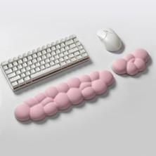 Mey İthalat Klasse Cloud Klavye ve Mouse Bilek Destek Seti, Bulut Ergopad, Kaymaz Tabanlı, Nefes Alan Kumaş, Ağrı Önleyici (Bilek Desteği Seti, Pembe)