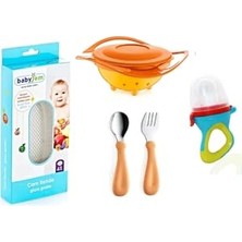 Defne Store Mama Seti, Cam Rende, Dökülmeyen Tabak, Paslanmaz Çelik Çatal Kaşık, Silikon Uçlu Meyve Sebze Emziği