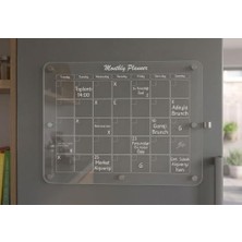 Defne Store Mıknatıslı Pleksi Aylık Planlayıcı Pano (Şeffaf - Beyaz)