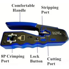 Defne Store Yeni Nesil Ez RJ45 Crimper Geçişli Çok Işlevli Ethernet Sıkma Pensesi Sıkma/kesme RJ11/CAT7/6/5 Stp
