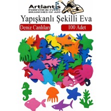 Defne Store Şekilli Eva Yapışkanlı Deniz Canlıları 100'LÜ 1 Paket Kendinden Yapışkanlı Eva Sticker Okul Öncesi Kreş Ana Sınıfı