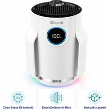 Shark Kompakt Hava Temizleyici, Clean Sense Iq ile Hava Durumuna Göre Çalışma Kontrolü, Iri Birikimlere Karşı Debrisdefence Ön Filtre ve Küçük Yaşam Alanlarına Uygun Kompakt Gövde, HP072EUWH
