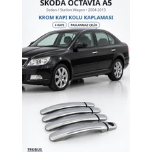 Trobus Skoda Octavia A5 2004-2013 Uyumlu Krom Kapı Kolu Kaplaması 4 Kapı Paslanmaz Çelik
