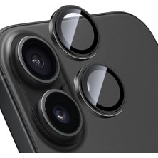 Defne Store iPhone 17 ile Uyumlu Kamera Koruyucu Alüminyum Alaşım Çerçeveli ve 9h Sertliğinde Temperli Camlı Lens Koruyucu (Siyah)