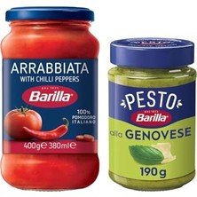 Mey İthalat Barilla Arrabbiata Acılı Domates Sosu 400G; Italyan Makarna Sosları Ikili Set, Genovese Pesto Sos 190G