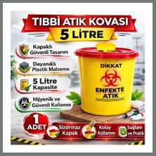 Bezos Tıbbi Atık Kovası 5 Litre 1 Adet Kapaklı Tıbbi Atık Kutusu Enfekte Atık Kovası Mmbz