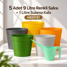 Plant Home Power Mix 5’li 9 Litre Renkli Kırılmaz Saksı Seti + 1 Litre Sulama Hediyeli | Esnek Malzeme – Tabaksız