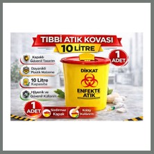 Bezos Tıbbi Atık Kovası 10 Litre 1 Adet Kapaklı Tıbbi Atık Kutusu Enfekte Atık Kovası Mmbz