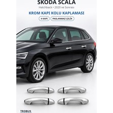 Trobus Skoda Scala 2020 ve Sonrası Uyumlu Krom Kapı Kolu Kaplaması 4 Kapı Paslanmaz Çelik