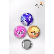 Eymi Design My Little Pony Twilight Sparkle Pinkie Pie Rainbow Dash 58 mm Iğneli Buton Rozet Seti 3’lü V2
