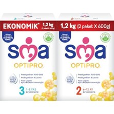 Mey İthalat Optipro 3,1-3 Yaş Devam Sütü, 1.2 kg (2 x 600 G) ve Optipro 2,6-12 Ay Bebek Sütü, 1.2 kg (2 x 600 G)