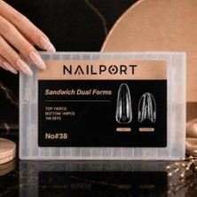 Mey İthalat Badem (Almond) Protez Tırnak Sandwich Dual Üst Form Jel Polygel Acrygel, Akrijel ve Polijel Için Dual Form Şablon 280'LI WN-DF038