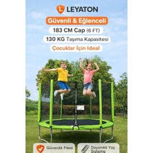 Mey İthalat (6 Ft) Fileli Korumalı Trambolin, 183 Cm, 130 kg Taşıma Kapasitesi, Yeşil