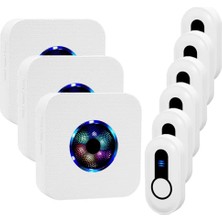 Kablosuz Kapı Zilleri - Kolay Kurulum, 1 Ft Uzun Menzil, 55 Zil Sesi 5 Ses Seviyesi, 7 Renkli LED Flaş Kapı Zili, Ev Sınıfı Daire Için, 2 Basma Düğmesi, 3 Alıcı; Su Geçirmez