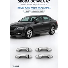 Trobus Skoda Octavia A7 2013-2019 Uyumlu Krom Kapı Kolu Kaplaması 4 Kapı Paslanmaz Çelik