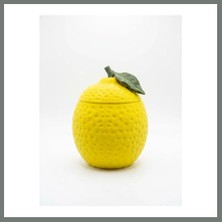 Bezos 3D Baskı Limon Şeklinde Kapaklı Saklama Kabı Dokulu Limon Kavanoz Dekoratif Meyve Kutusu Sarı Mmbz