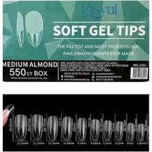 Mey İthalat Soft Gel Tips Protez Tırnak, Medium Almond, 550'LI Kutu