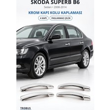 Trobus Skoda Superb B6 2008-2014 Uyumlu Krom Kapı Kolu Kaplaması 4 Kapı Paslanmaz Çelik