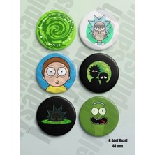 Rick & Morty 6 Adet Rozet 44MM Aksesuar - Mellysaplush