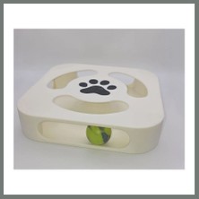 Bezos 3D Baskı Etkileşimli Kedi Oyuncağı Pati Desenli Toplu Zeka Oyuncağı Kare Toplu Parkur Krem Siyah Mmbz