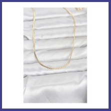 Bezos cm 14K Gold Renk Yassı Zincir Model 60 cm Kadın Kolye Mrl