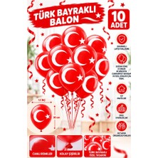 ArtMaster Türk Bayraklı Balon 10 Adet Ay Yıldızlı Balon Süsleme 29 Ekim 23 Nisan Kırmızı Beyaz Balon Bayrak Balon Bayram