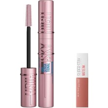 Ertürk Store New York Lash Sensational Sky High Suya Dayanıklı Waterproof Maskara & Mini Super Stay Matte Ink Likit Mat Ruj 65 Seductress Makyaj Seti