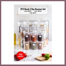 Bezos 18'li Barok Yuvarlak 3 Boy Kavanoz Seti & Saklama Kabı & Erzak Kabı (6*2000 Ml, 6*1000 ml ,6*500 Ml) Bzss